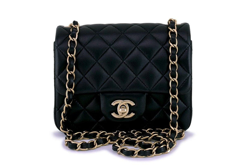 Chanel Black Lambskin Square Mini Classic Flap Bag GHW – Boutique