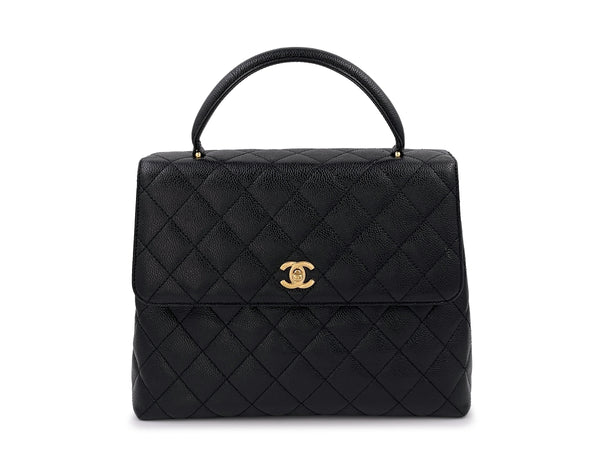 Chanel Vintage Black Caviar Classic Quilted Kelly Bag 24k GHW - Boutique Patina