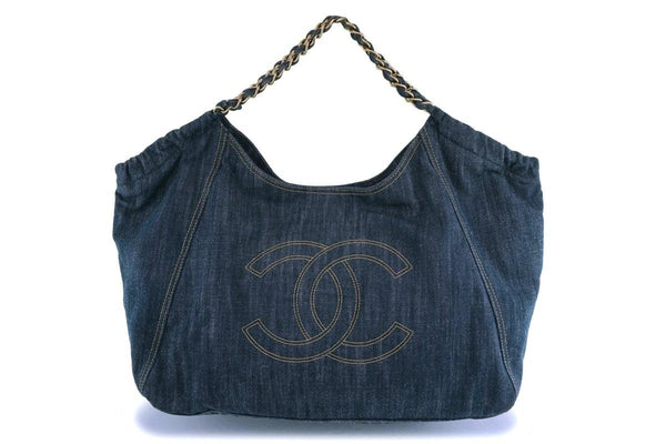 Chanel XL Denim Coco Cabas Canvas Tote Bag - Boutique Patina