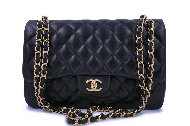 Chanel Black Lambskin Jumbo Classic Double Flap Bag GHW - Boutique Patina