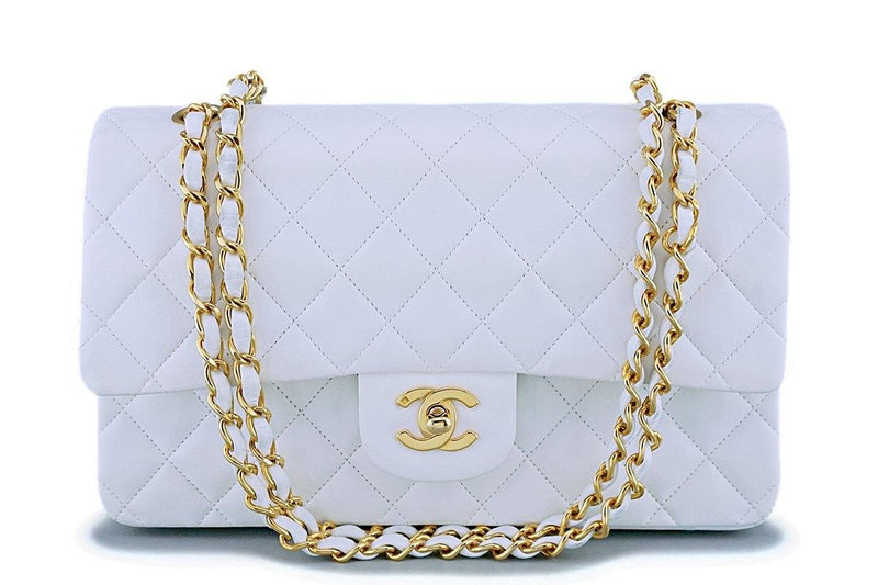 Chanel White Lambskin Medium Classic Double Flap Bag 24k GHW – Boutique  Patina