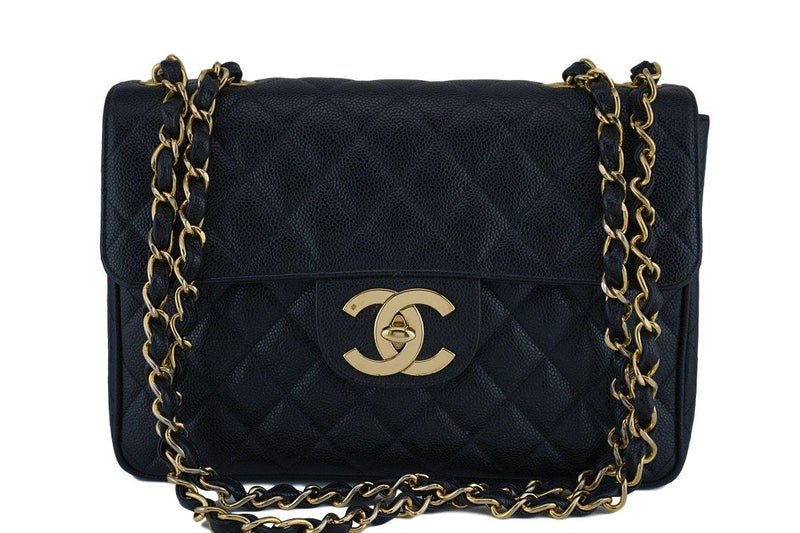 Chanel Black Caviar Vintage Jumbo Classic 2.55 Flap Bag 24k GHW – Boutique  Patina