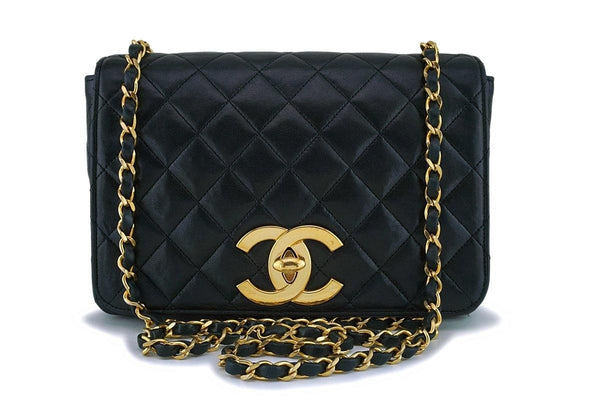 Chanel Vintage Black Lambskin Big CC Small Classic Flap Bag 24k GHW - Boutique Patina