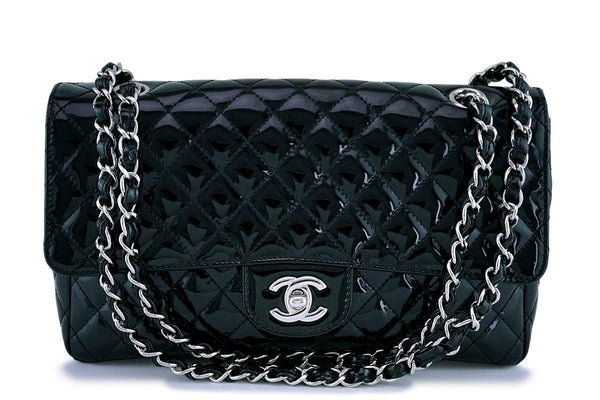 Chanel Black Patent Medium Classic 2.55 Flap Bag SHW - Boutique Patina