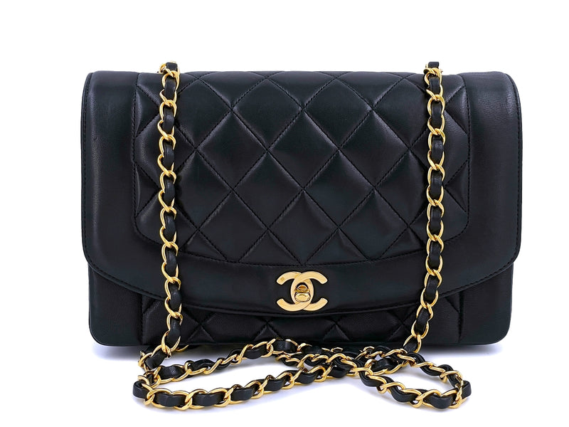 Chanel 1992 Vintage Black Medium Diana Flap Bag 24k GHW Lambskin – Boutique  Patina