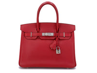 Hermes 30cm Rouge Garrance Red Evergrain Birkin Bag PHW 0C7