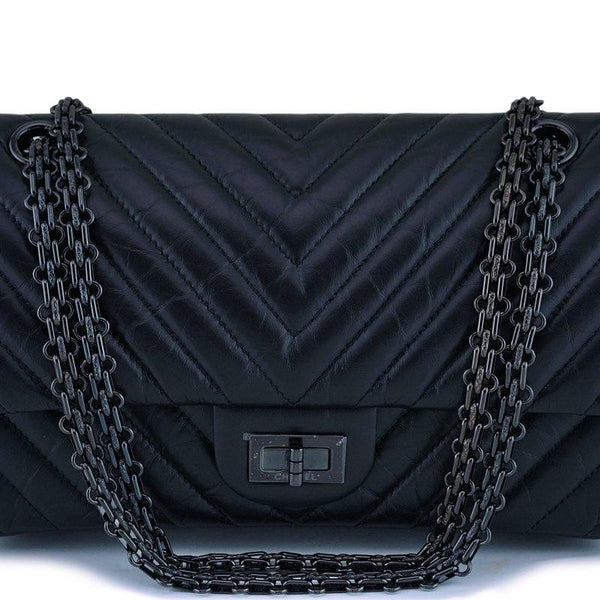 Chanel All Black Reissue 2.55 Double Chevron Flap Wallet