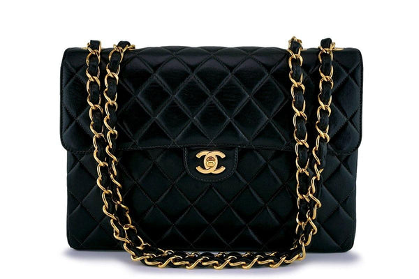 Chanel Black Lambskin Jumbo Classic Quilted Flap Bag 24k GHW - Boutique Patina