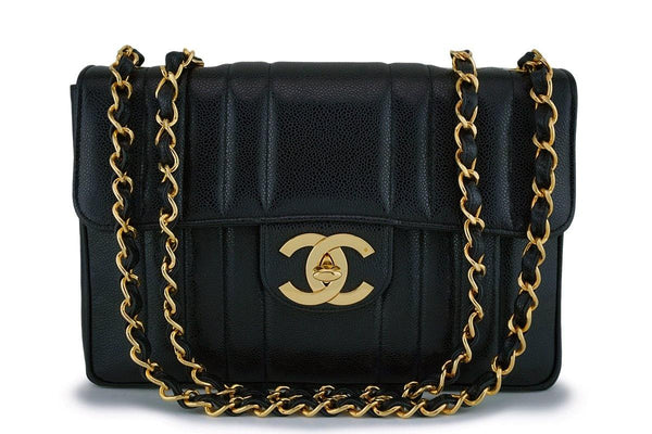 Chanel Black Vintage Caviar Mademoiselle Jumbo Classic Flap Bag 24k GHW - Boutique Patina