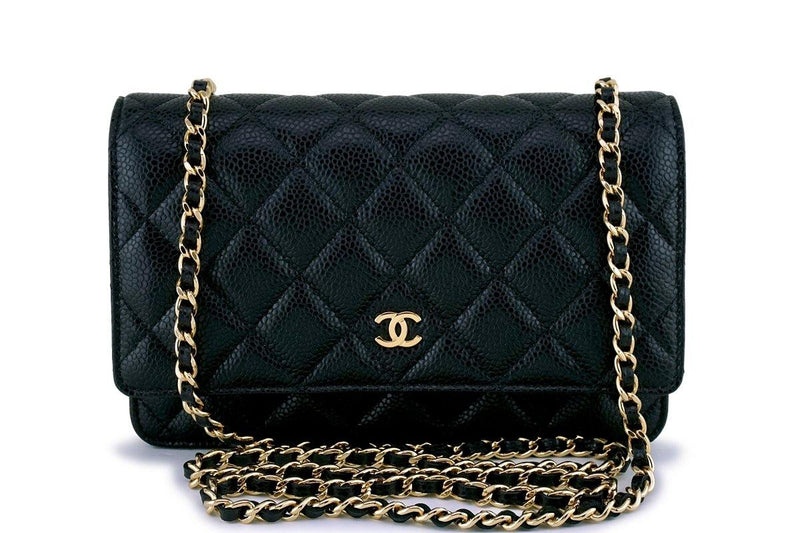 NIB Chanel Black Caviar Classic Wallet on Chain WOC Flap Bag - Boutique Patina