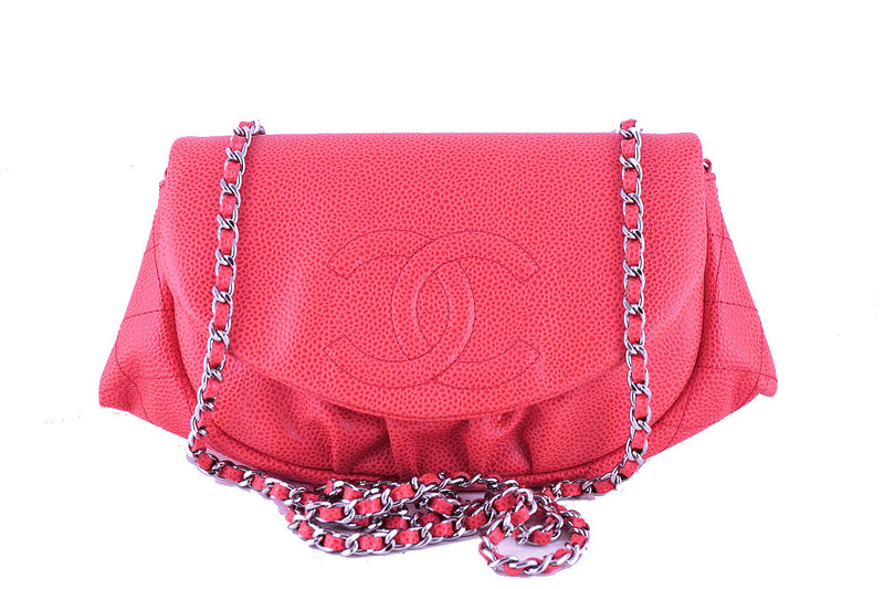 Chanel Coral Pink Caviar Half Moon WOC Wallet on Chain Purse Bag - Boutique Patina
