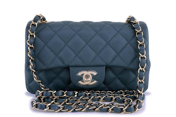 New Chanel 18B Gray Caviar Rectangular Mini Classic Flap Bag GHW - Boutique Patina