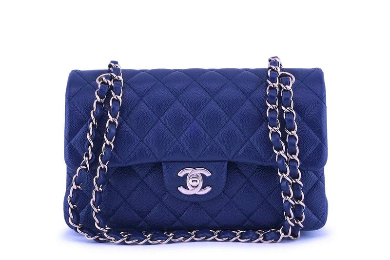 NIB 20C Chanel Navy Blue Caviar Small Classic Double Flap Bag GHW