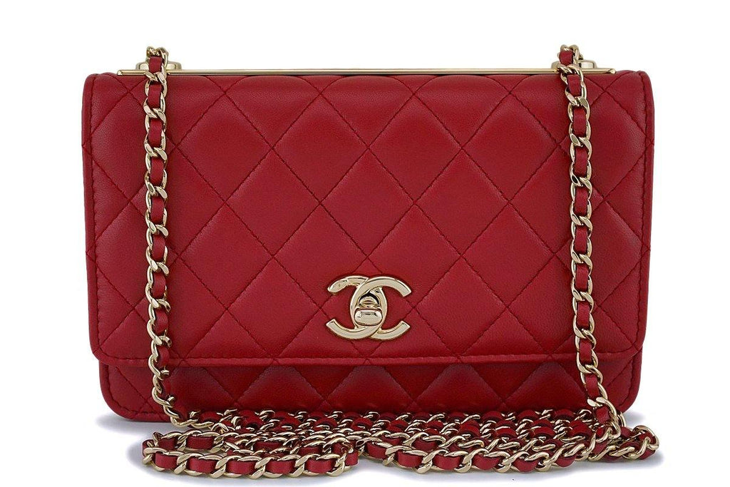 NIB 18K Chanel Red Trendy CC Wallet on Chain WOC Mini Flap Bag GHW – Boutique  Patina
