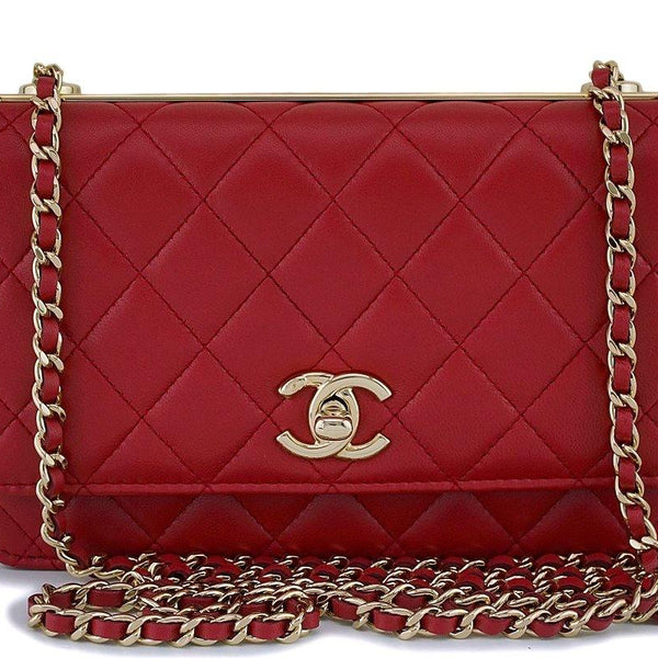 NIB Chanel Fuchsia Pink Classic Trendy CC Wallet on Chain WOC Mini