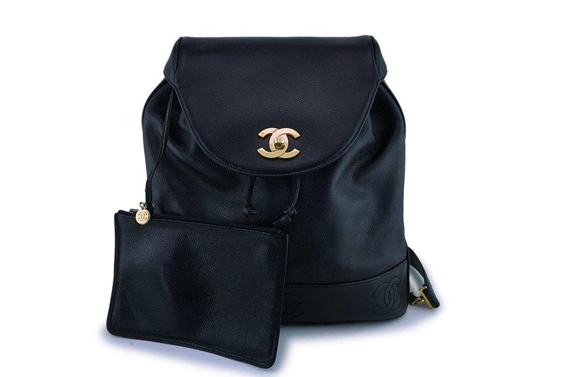 chanel vintage backpack mini Rare Chanel Vintage Black Caviar Backpack Bag 24k GHW 3QZ – Boutique Patina