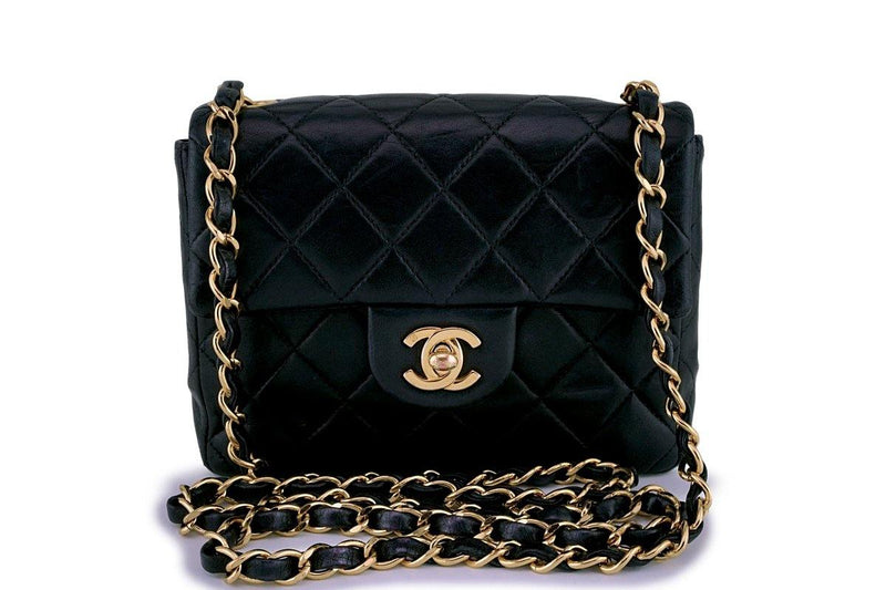 Vintage CHANEL Black Quilted Satin Small Flap Bag