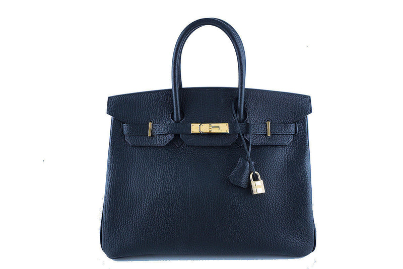 Hermes Birkin Bag, Black 35cm Fjord GHW - Boutique Patina