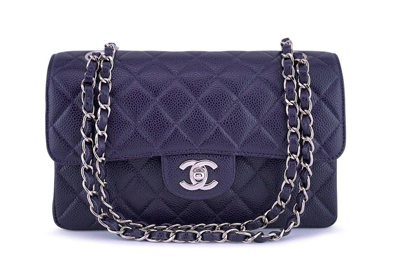 Chanel Raisin Purple Caviar Small Classic 2.55 Double Flap Bag SHW - Boutique Patina