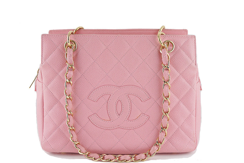 Chanel Pink Quilted Caviar Leather Petite Timeless Shopping Tote Bag -  LabelCentric