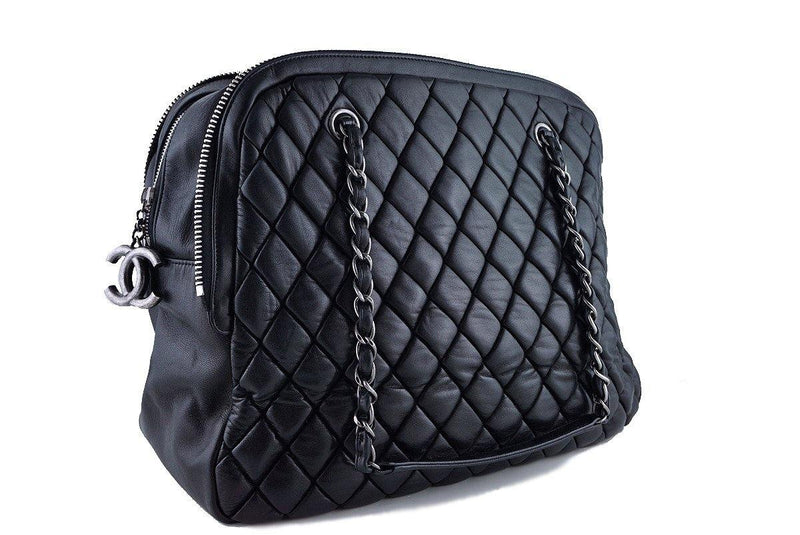 Chanel Black Large Bubble Quilt Zip Shopper Tote Bag - Boutique Patina