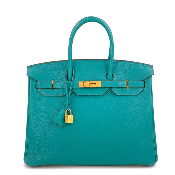 Hermes Birkin 30cm Bag Togo Calfskin Leather Gold Hardware, Blue