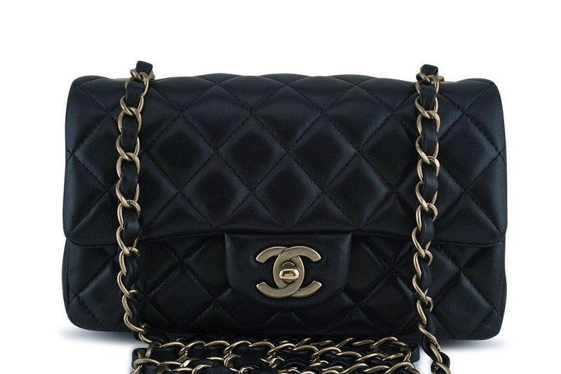 Chanel Black Embroidered CC Leather Mini Square Classic Flap Bag Chanel