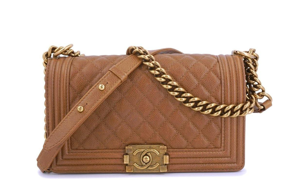 Chanel Caramel Camel Brown Caviar Medium Classic Boy Flap Bag – Boutique  Patina