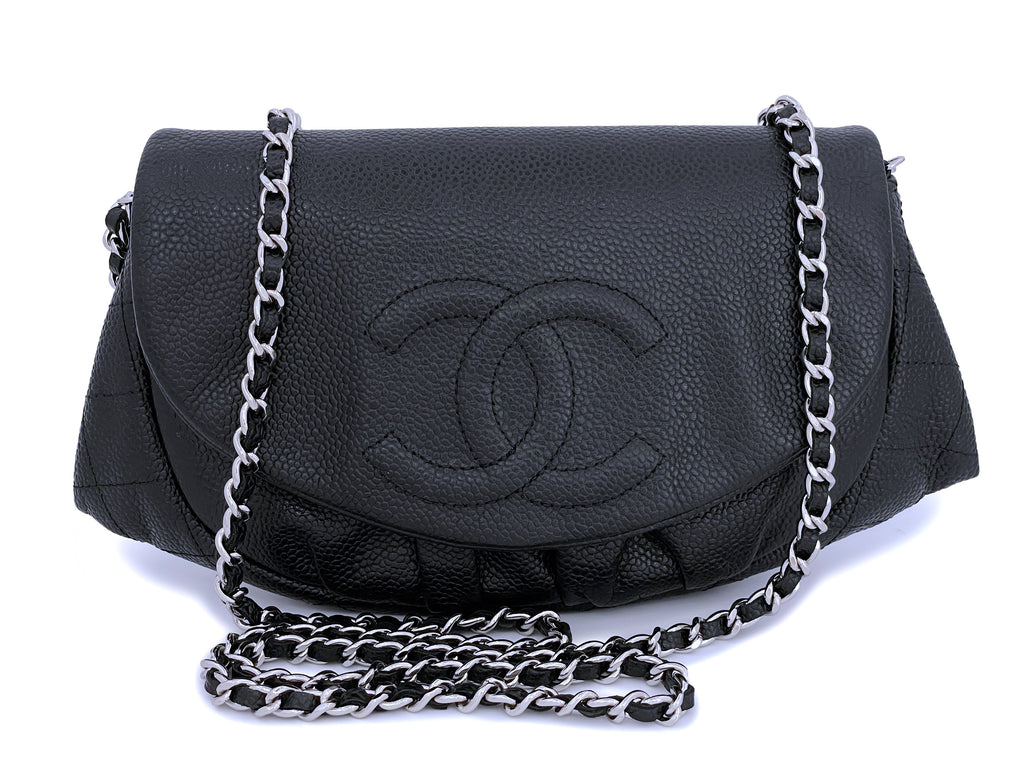 Chanel Beige Clair Caviar Half Moon WOC Wallet on Chain Flap