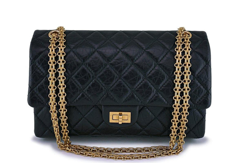 Chanel Black Aged Calfskin Classic Reissue 2.55 226 Double Flap Bag GHW - Boutique Patina