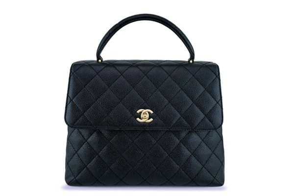Chanel Black Caviar Classic Quilted Kelly Flap Bag 24k GHW - Boutique Patina
