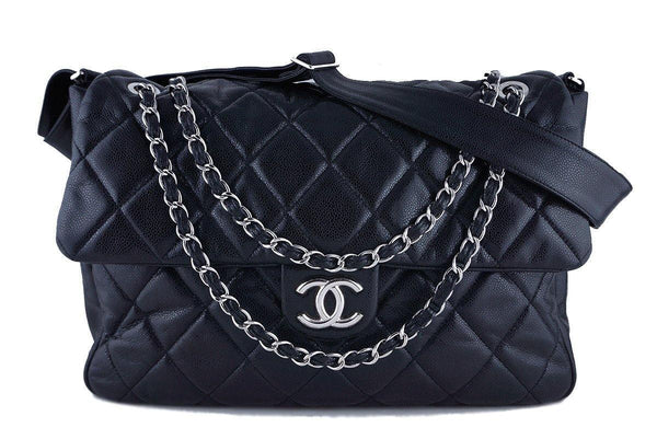 Chanel Black Soft Caviar Bookbag XL Flap Tote Bag - Boutique Patina