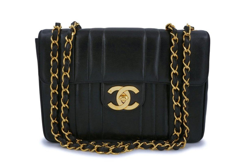 Chanel Vintage Black Mademoiselle Jumbo Classic Flap Bag 24k GHW - Boutique Patina