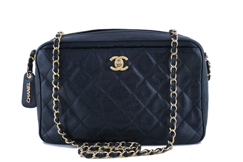 Chanel Caviar Camera Bag, Black Quilted Classic CC Clasp Pocket Case –  Boutique Patina