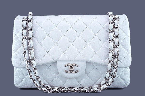 Chanel White Caviar Jumbo 2.55 Classic Double Flap Bag SHW - Boutique Patina