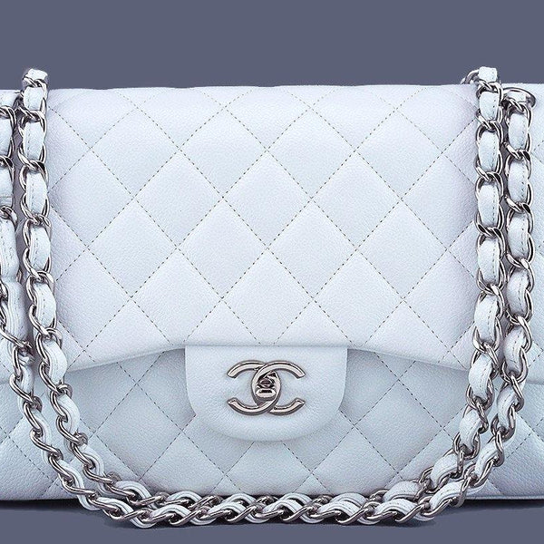 Chanel White Caviar Jumbo 2.55 Classic Double Flap Bag SHW - Boutique Patina