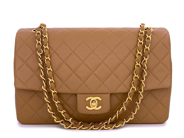 Chanel 1989 Vintage Camel Brown-Beige Classic Medium Flap Bag 24k GHW - Boutique Patina