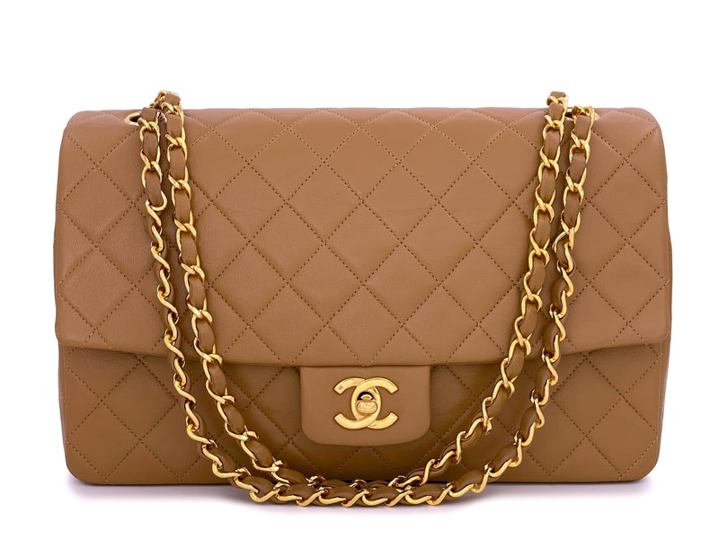Chanel 1989 Vintage Camel Brown-Beige Classic Medium Flap Bag 24k