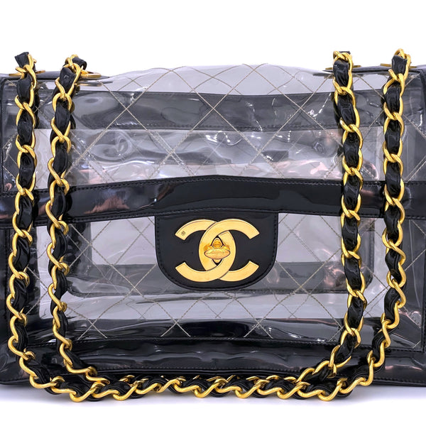CHANEL Vintage Patent Leather 24k Gold CC Logo Camera Bag Black
