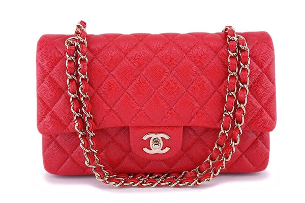 Authentic Chanel Red Classic Flap Bag w 24k Gold Hardware Luxury Bags   Wallets on Carousell