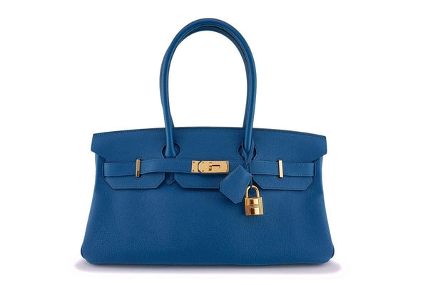 Hermes 42cm Blue Izmir Shoulder Birkin JPG II Tote Bag GHW
