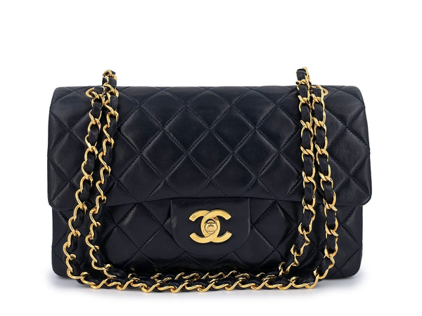 Chanel 1997 Vintage Black Small Classic Double Flap Bag 24k GHW Lambskin - Boutique Patina