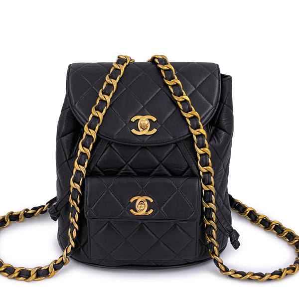 CHANEL Lambskin Quilted Small Duma Drawstring Backpack Black 1313415