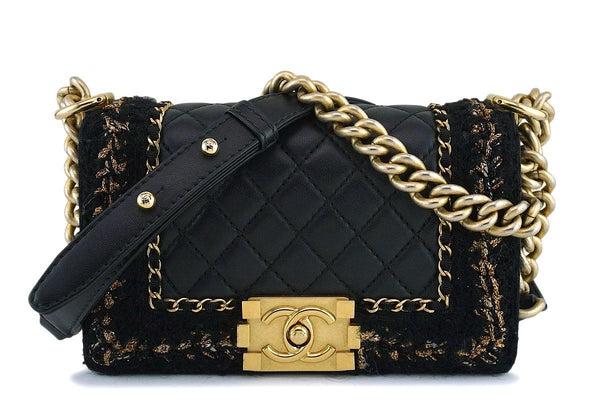 16K Chanel Black Classic Boy Jacket Small Flap Bag - Boutique Patina
