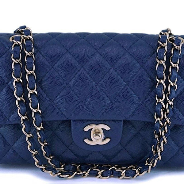 100% Authentic CHANEL 20C Blue Tweed MEDIUM classic flap bag with  Certificate