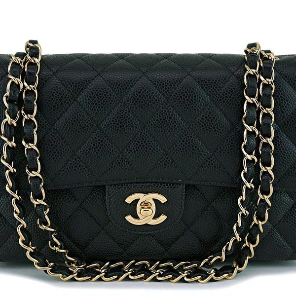 Rare Pristine Chanel Black Caviar Medium Classic Double Flap Bag 24k GHW -  Boutique Patina