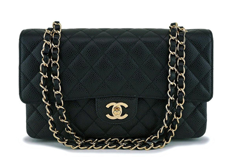 Rare Pristine Chanel Black Caviar Medium Classic Double Flap Bag 24k GHW - Boutique Patina