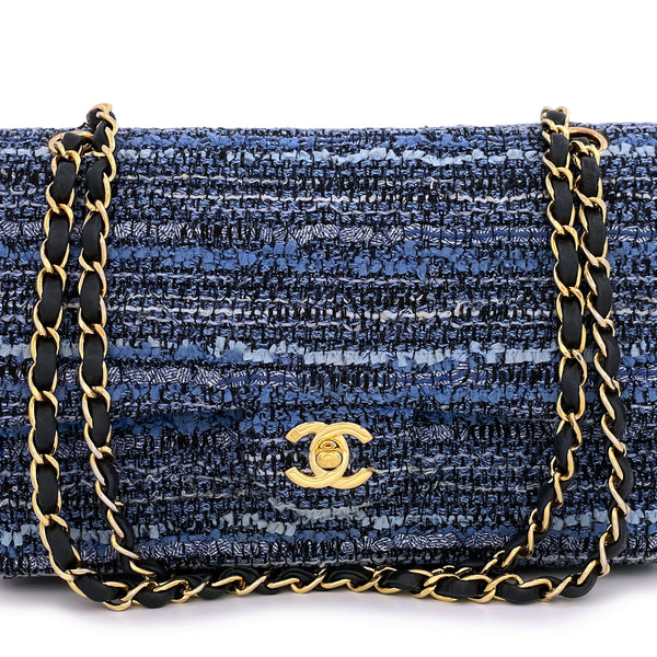 Chanel Vintage Blue Tweed Medium Classic Double Flap Bag 24k GHW – Boutique  Patina