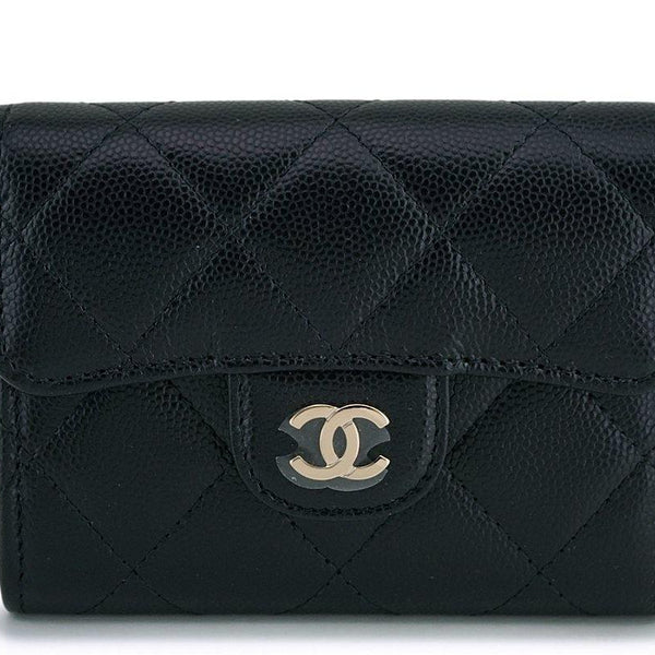 NWT Chanel Black Caviar Classic Slim Card Holder Case Wallet