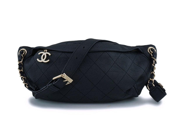 17P Chanel Black Soft Caviar Fanny Pack Belt Bag GHW - Boutique Patina